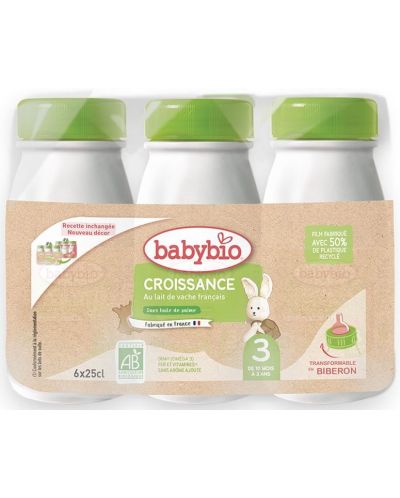 Преходно течно мляко Babybio - Croissance,  6 броя х 250 ml - 1